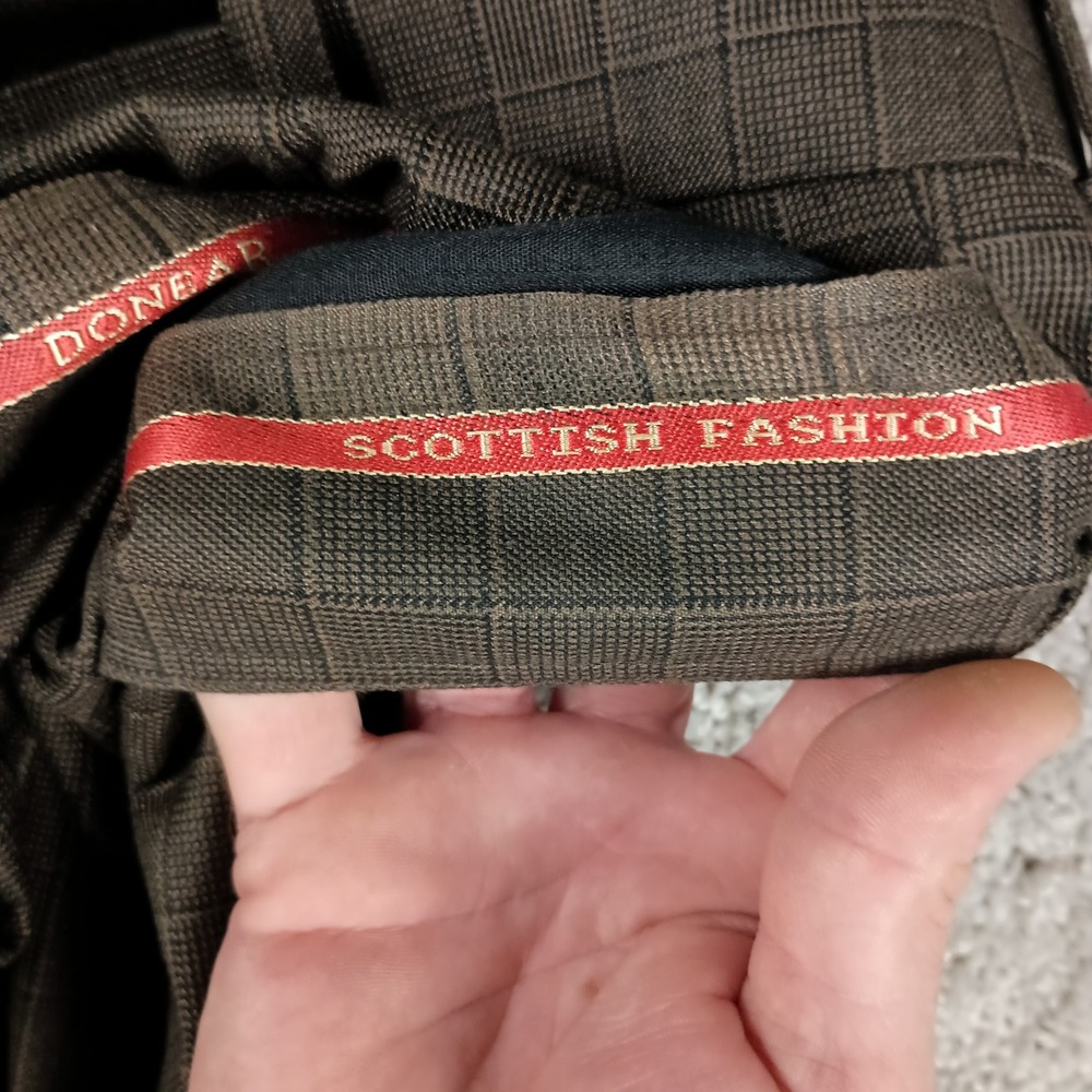 Rare Donear 38R 30W Mens Brown Windowpane Check Scottish Fashion 3 Piece Suit - Picture 16 of 16